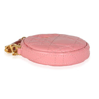 Pink Cannage Lambskin Mini Round Caro Chain Pouch