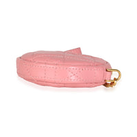 Pink Cannage Lambskin Mini Round Caro Chain Pouch