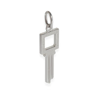 Modern Open Square Mini Key Pendant 18K White Gold 0.05 Ctw