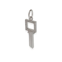 Modern Open Square Mini Key Pendant 18K White Gold 0.05 Ctw