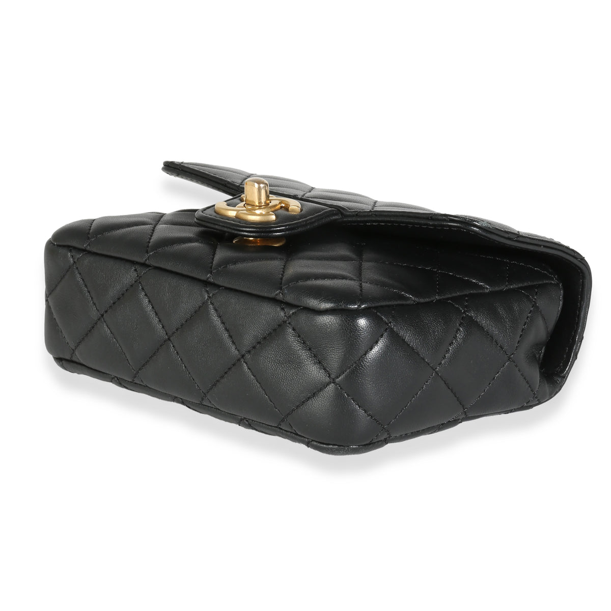 Black Quilted Lambskin Enamel Coco Chanel Mini Flap Bag