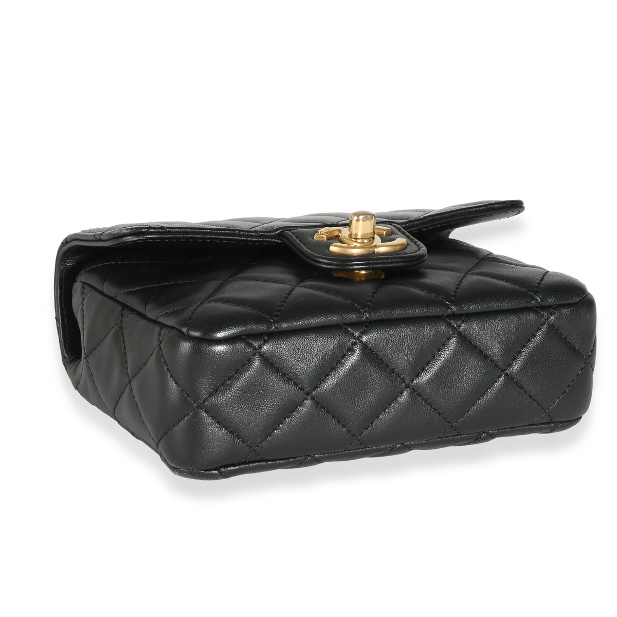 Black Quilted Lambskin Enamel Coco Chanel Mini Flap Bag