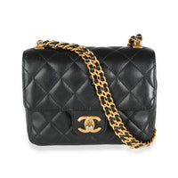 Black Quilted Lambskin Enamel Coco Chanel Mini Flap Bag