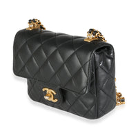 Black Quilted Lambskin Enamel Coco Chanel Mini Flap Bag