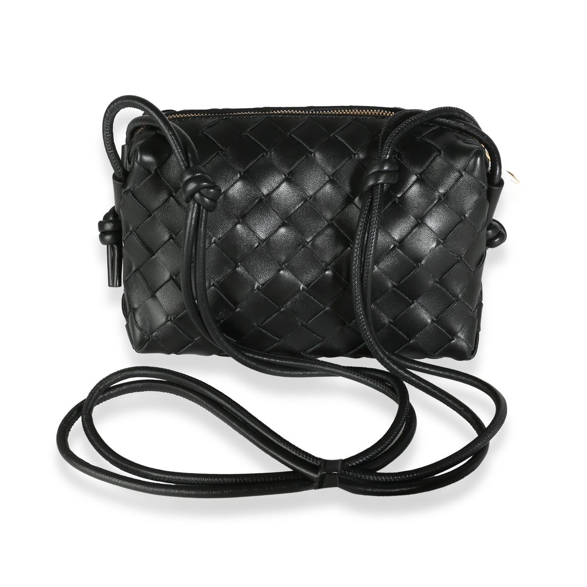 Black Nappa Intrecciato Mini Loop Camera Bag