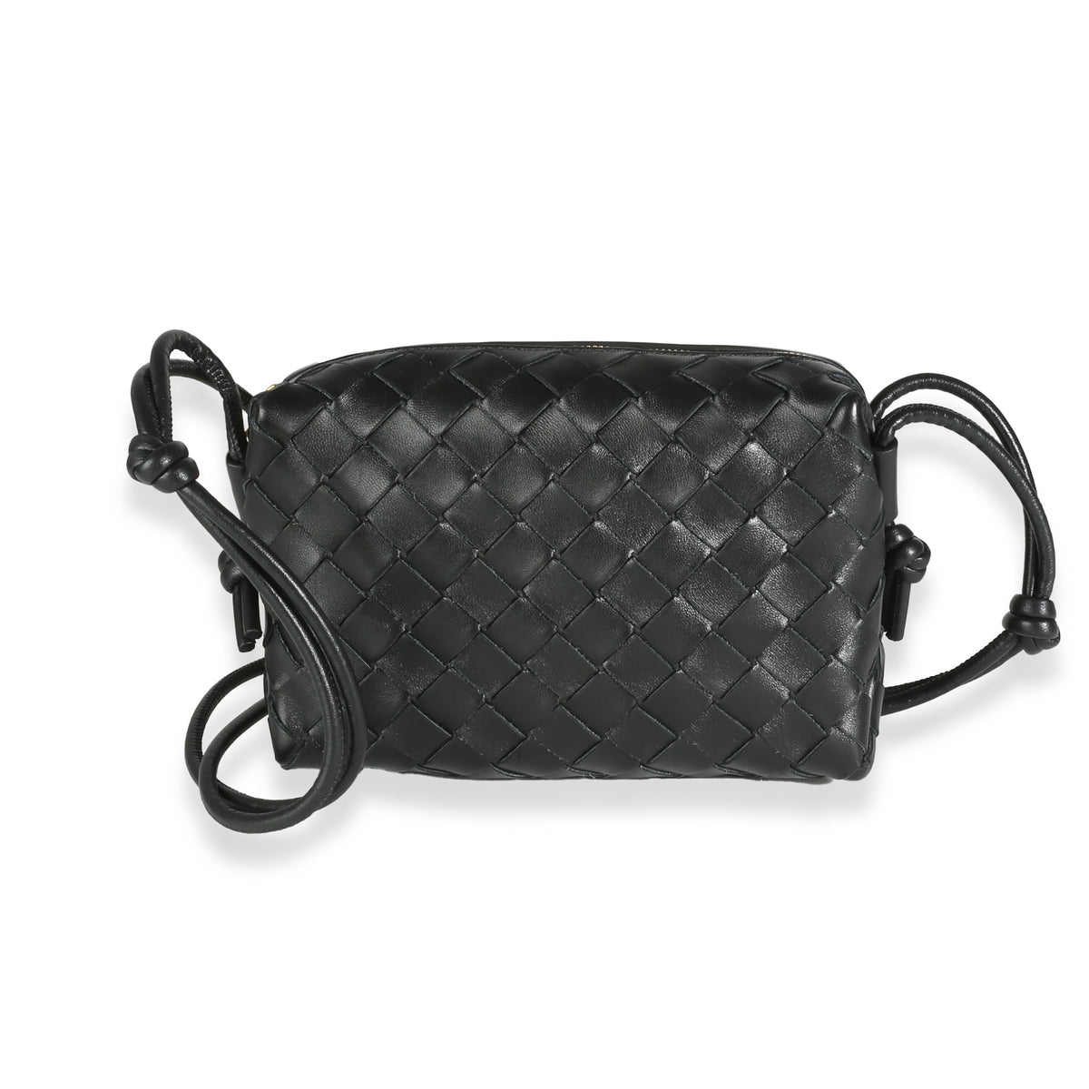 Black Nappa Intrecciato Mini Loop Camera Bag