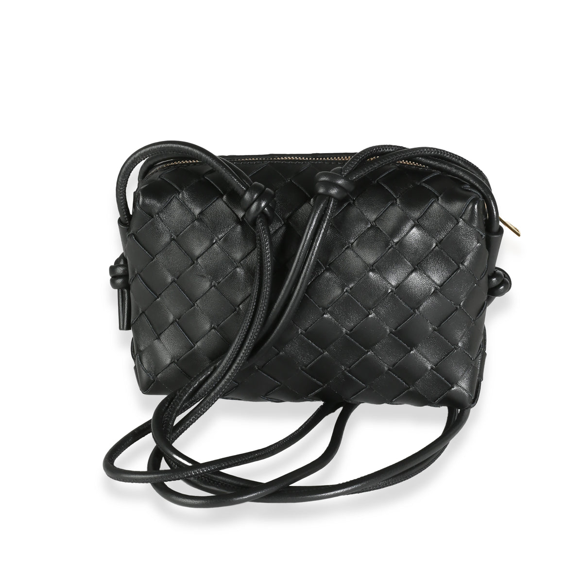 Black Nappa Intrecciato Mini Loop Camera Bag