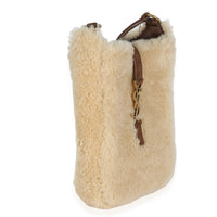 Natural Beige Dark Cigar Shearling Mini Le 5 A 7 Vertical Bag