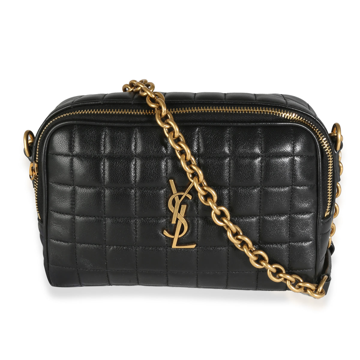 Black Lambskin Carre Quilted Mini Cassandre Camera Bag