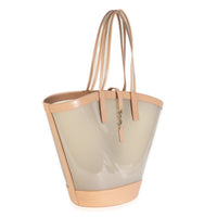 Oatmilk Brown Gold Medium Panier Vinyl Tote