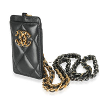 Black Quilted Goatskin Chanel 19 Card Holder On Chain