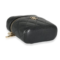 Black Quilted Caviar Small Handle With Care Vanity Case