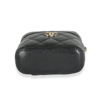 Black Quilted Caviar Small Handle With Care Vanity Case