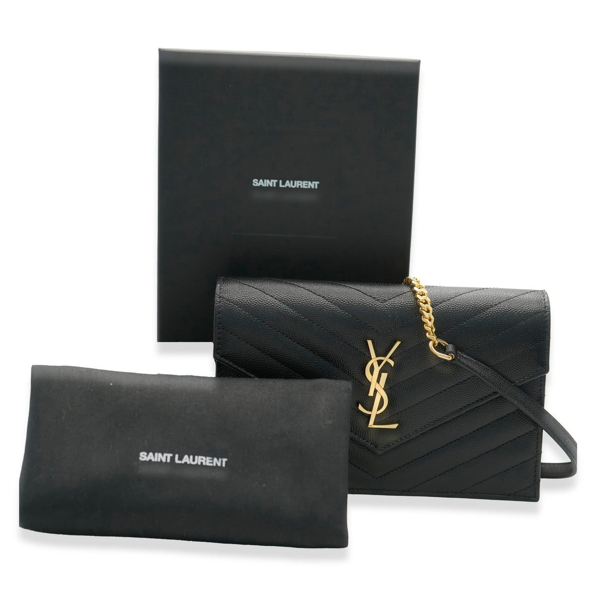 Black Grain De Poudre Cassandre Chain Wallet