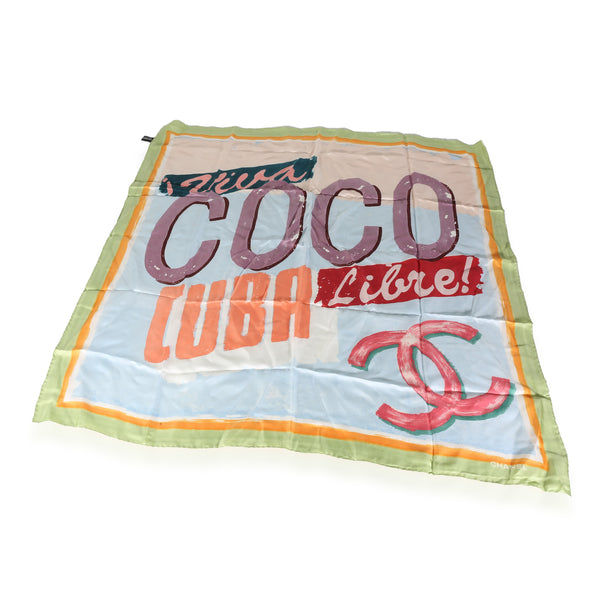 Coco Chanel スカーフ　ハンカチ　Cuba グラフィックハンカチ Chanel Multicolor Silk Viva Coco Cuba Libre Scarf | myGemma | Item