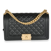 Black Quilted Lambskin Medium Boy Bag