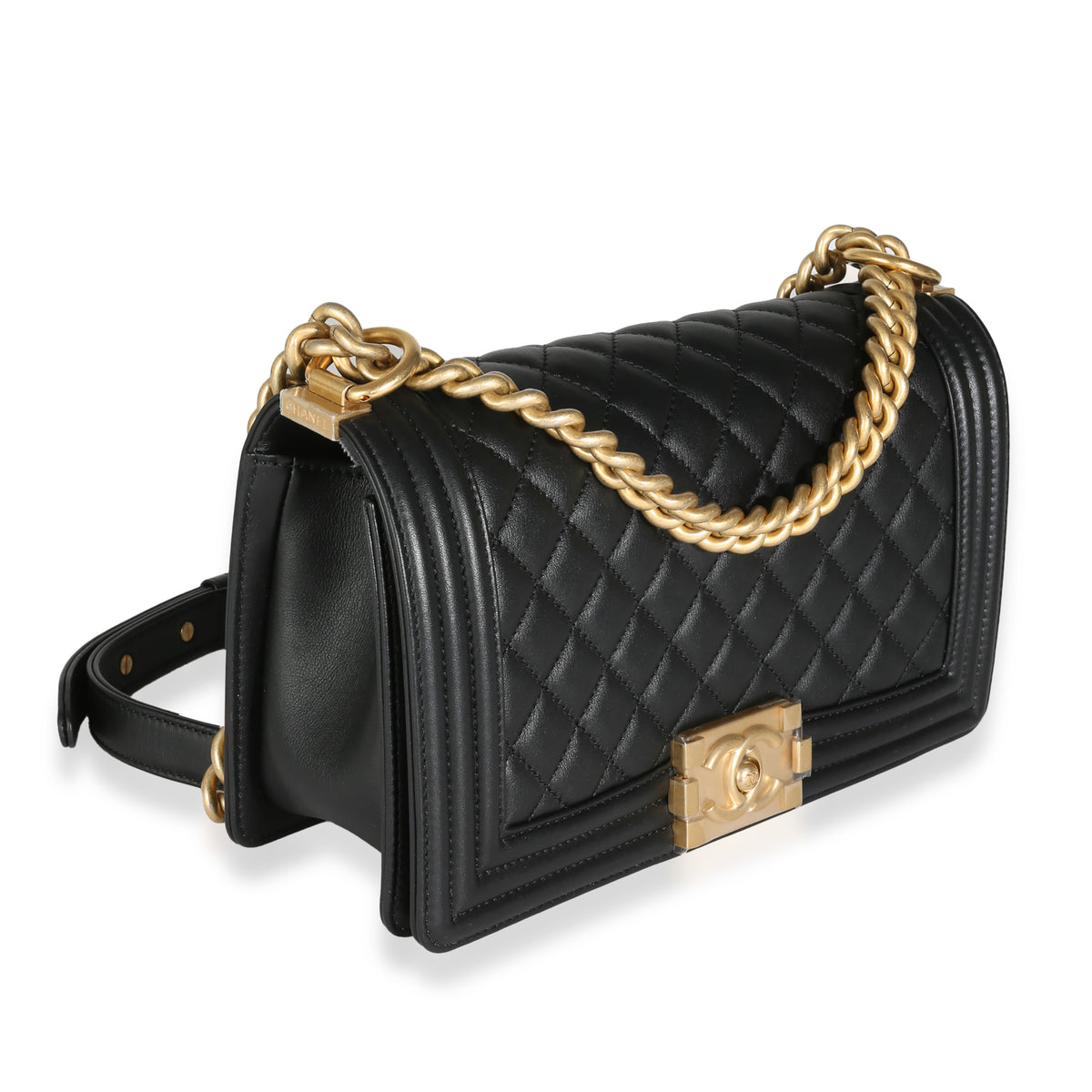 Black Quilted Lambskin Medium Boy Bag