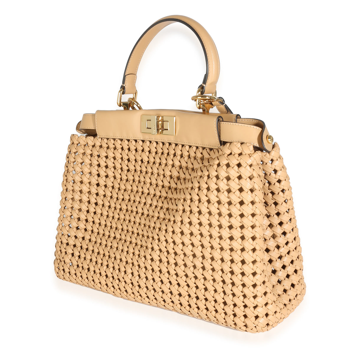 Beige Nappa Matisse Intreccio Medium Peekaboo Iconic Satchel