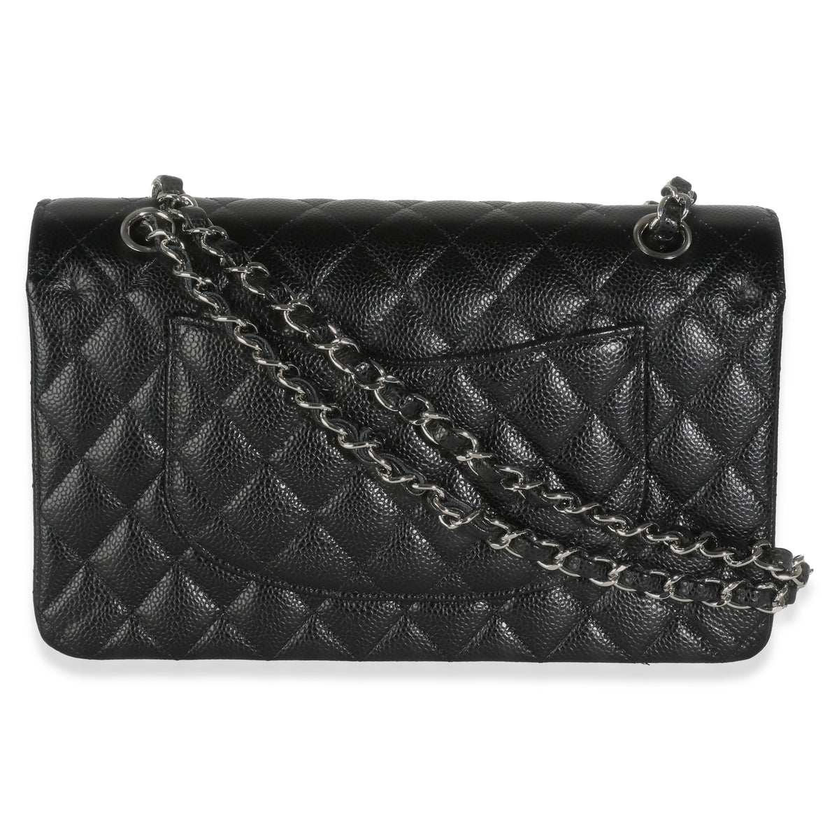 Black Quilted Caviar Medium Classic Double Flap Bag