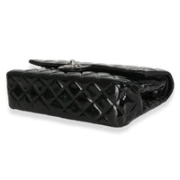 Black Quilted Patent Medium Classic Double Flap Bag