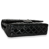 Black Quilted Patent Medium Classic Double Flap Bag