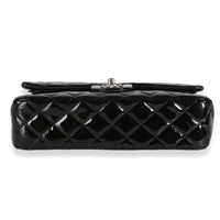 Black Quilted Patent Medium Classic Double Flap Bag