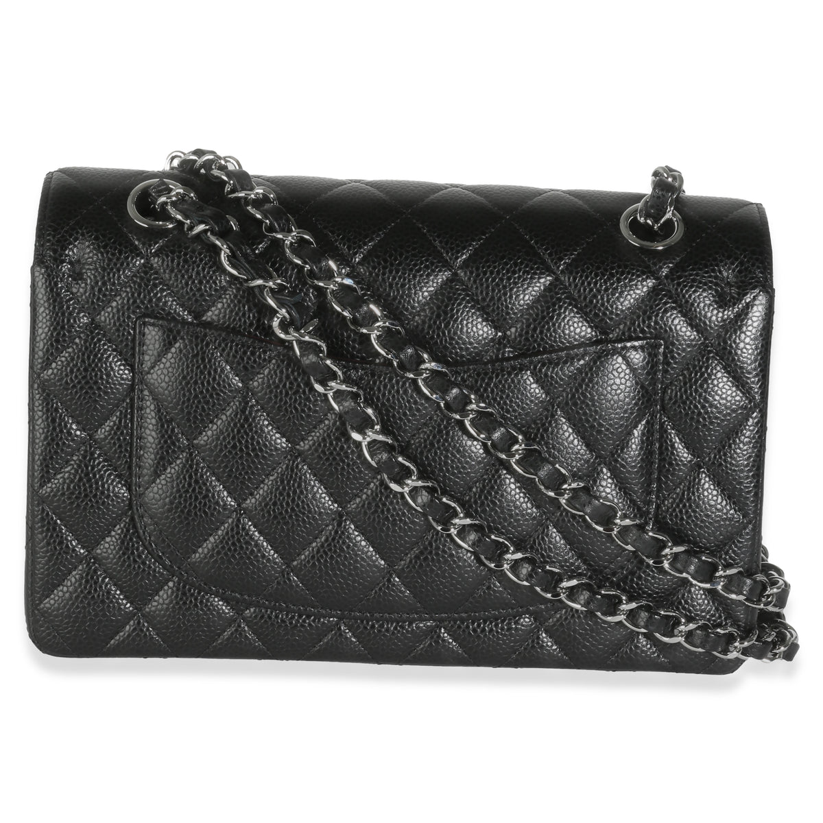 Black Quilted Caviar Small Classic Double Flap Bag