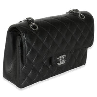 Black Quilted Caviar Small Classic Double Flap Bag