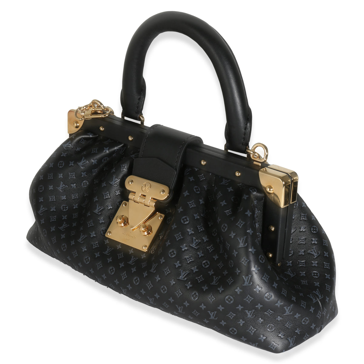 Black Calfskin Nanogram Monogram Clutch