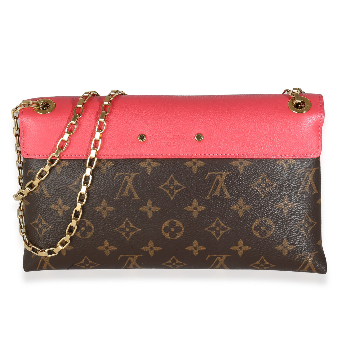 Rose Litchi Monogram Canvas Pallas Chain Bag