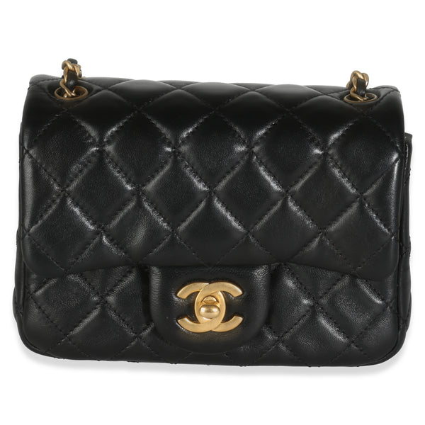 22C Black Quilted Lambskin Pearl Crush Mini Flap Bag