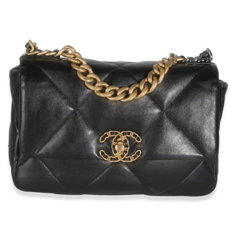 Black Quilted Lambskin Medium Chanel 19 Flap Bag