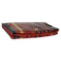 Paris Greece Black Gold Burgundy Stripe Calfskin CC Flap Clutch