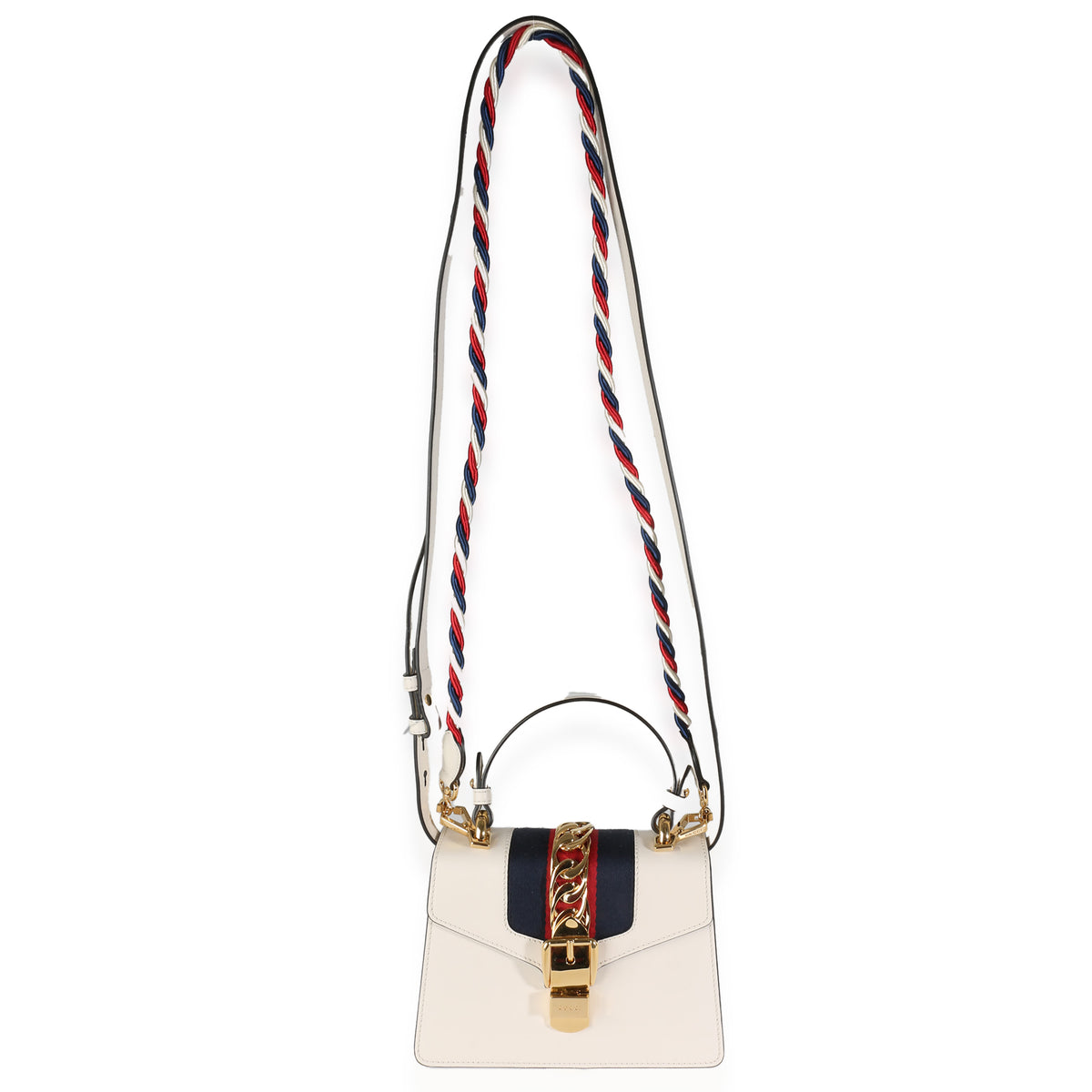 White Calfskin Mini Sylvie Top Handle Bag