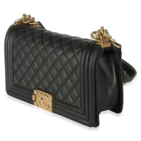 Black Quilted Lambskin Medium Boy Bag