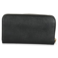 Black Saffiano Large Zip Around Wallet