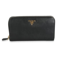 Black Saffiano Large Zip Around Wallet