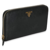 Black Saffiano Large Zip Around Wallet