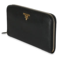 Black Saffiano Large Zip Around Wallet