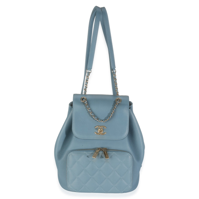 Blue Quilted Caviar Business Affinity Backpack