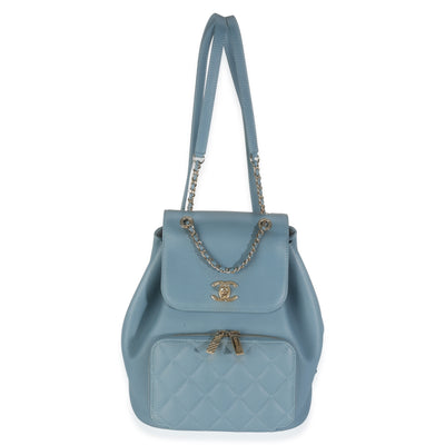 Blue Quilted Caviar Business Affinity Backpack Handbag