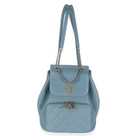 Blue Quilted Caviar Business Affinity Backpack Handbag