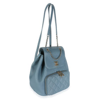 Blue Quilted Caviar Business Affinity Backpack Handbag