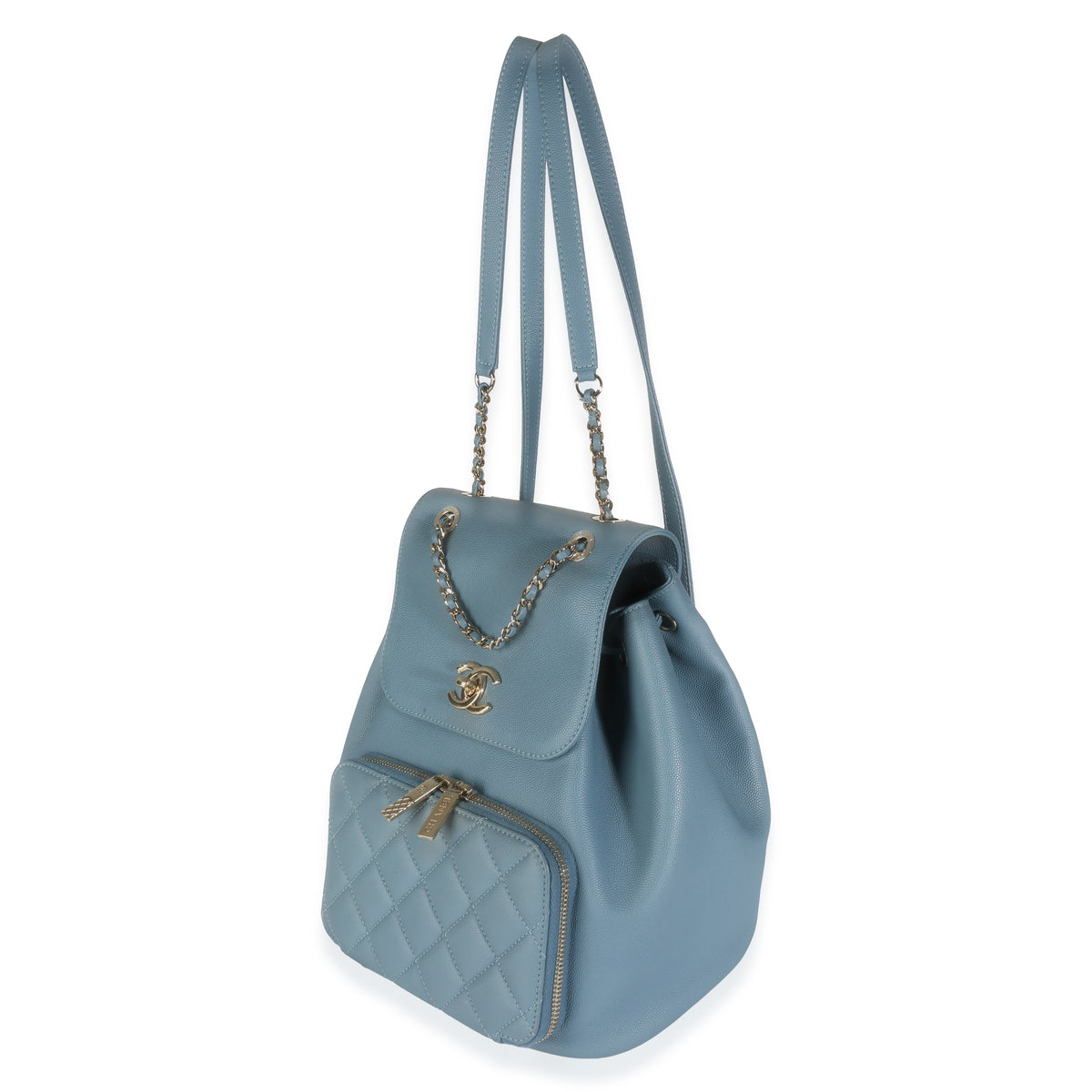 Blue Quilted Caviar Business Affinity Backpack Handbag