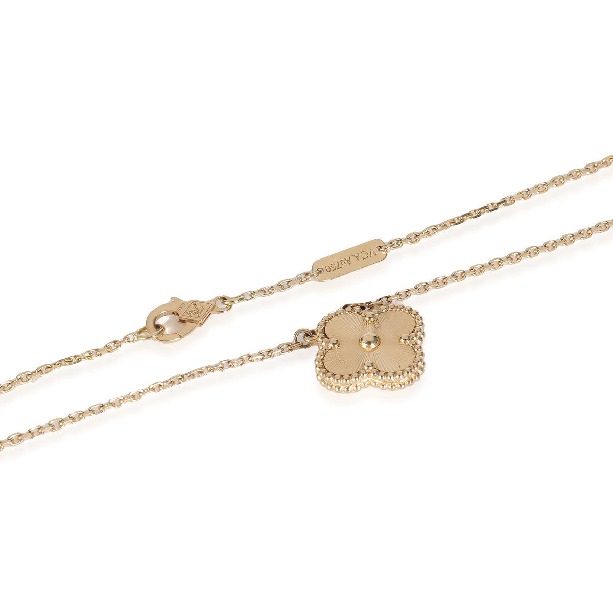 Alhambra Guilloche Pendant in 18k Yellow Gold