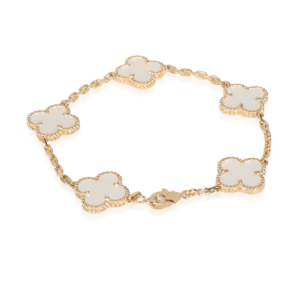 Alhambra Mother Of Pearl Bracelet in 18k Yellow Gold