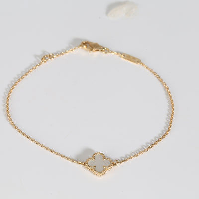 Alhambra Mother Of Pearl Bracelet in 18k Yellow Gold