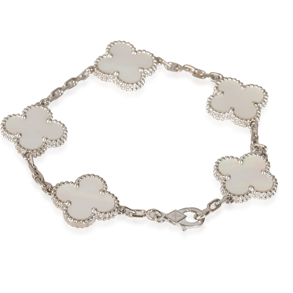 Alhambra Mother Of Pearl Bracelet in 18k White Gold