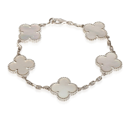 Alhambra Mother Of Pearl Bracelet in 18k White Gold