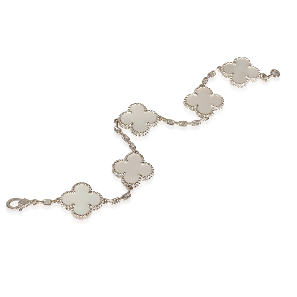 Alhambra Mother Of Pearl Bracelet in 18k White Gold